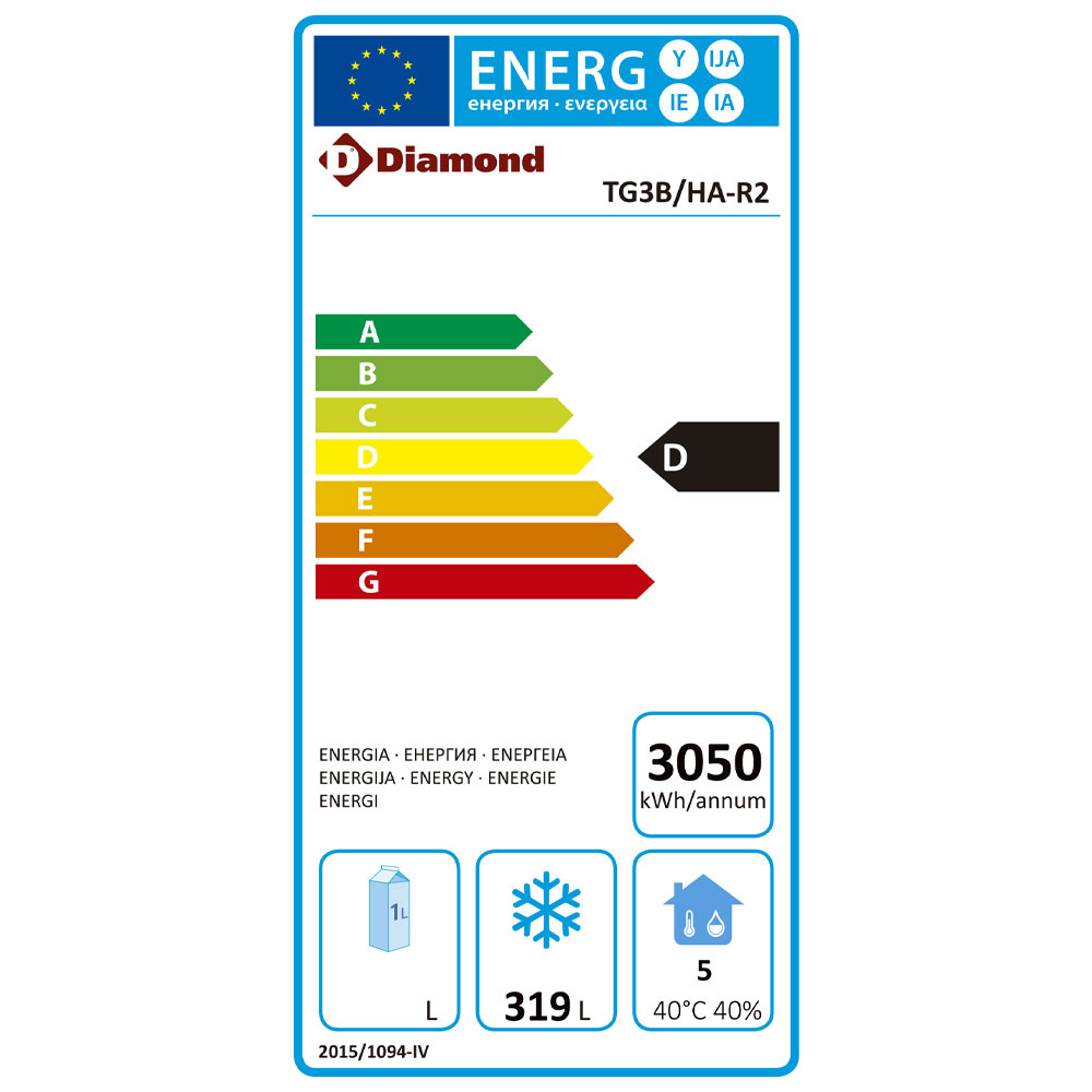 Diamond Vrieswerkbank | Geventileerd | 405L | 3 Deurs | -20°C/-10°C | Achter Rand | 1805x700x880/900+85mm - Afbeelding 2
