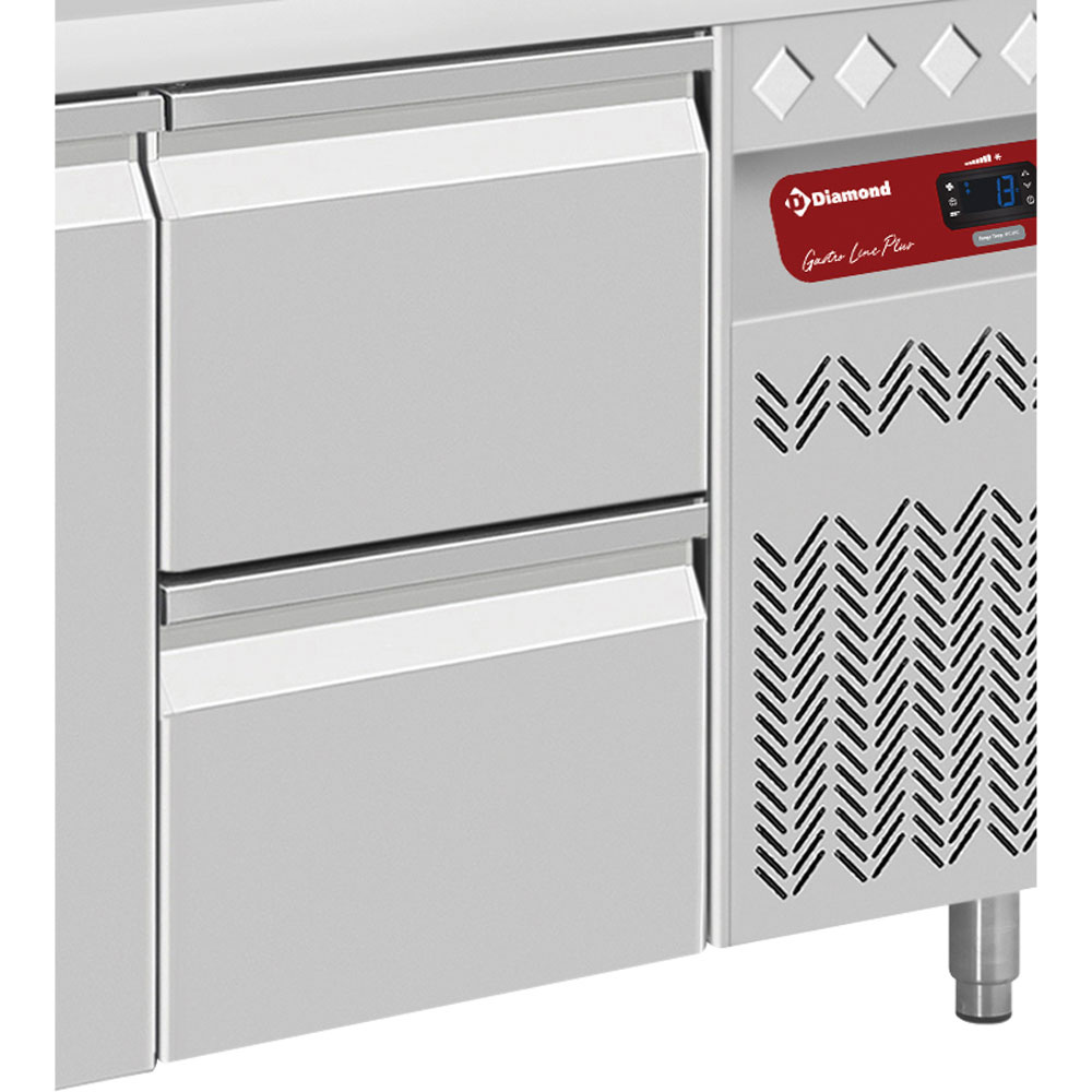 Diamond Koelwerkbank | 405L | 2 Deuren + 2 Laden 1/1 GN | -2°C/+8°C | Geventileerd | 0.25kW | 1795x700x866/960mm - Afbeelding 2