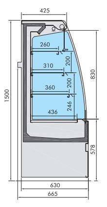 Combisteel Wandkoeling | Noah | Zwart | +2°C/+8°C | Geforceerd | Nachtgordijn | 1510x665x1500mm - Afbeelding 3