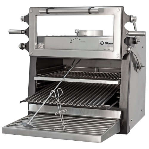 Houtskooloven-bbq, GN 1/1 (60 Kg/h)/ - Hefbare Deur/roestvrij Staal