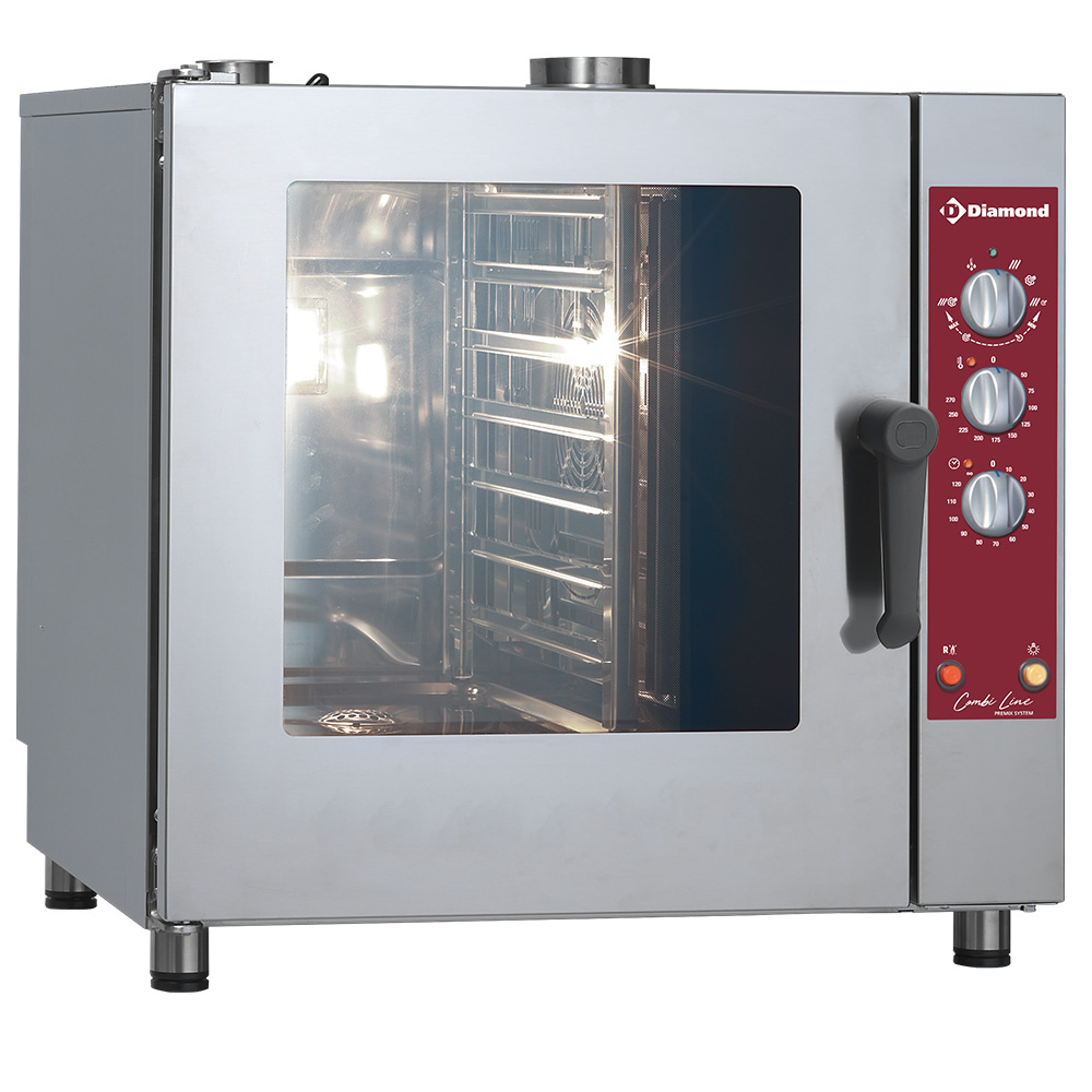 Diamond Hetelucht-/stoomoven | 7 Niveaus GN | Gas | Bevochtiging Automatisch | 797x788x818mm