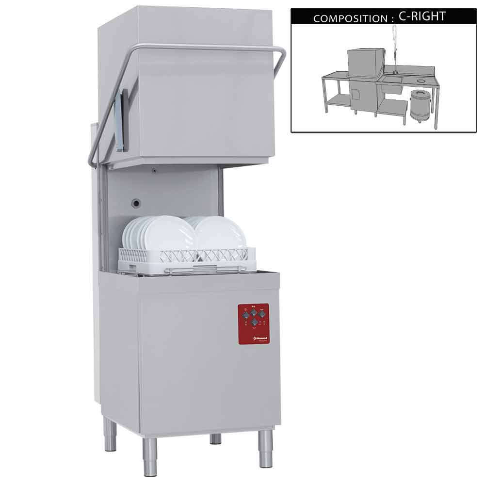 Diamond | Doorschuifvaatwasser | Met Inlooptafel + Uitlooptafel + Douchespoelkraan | 500x500mm Mand + Break Tank | 400v | 2620x800x1530/2010mm