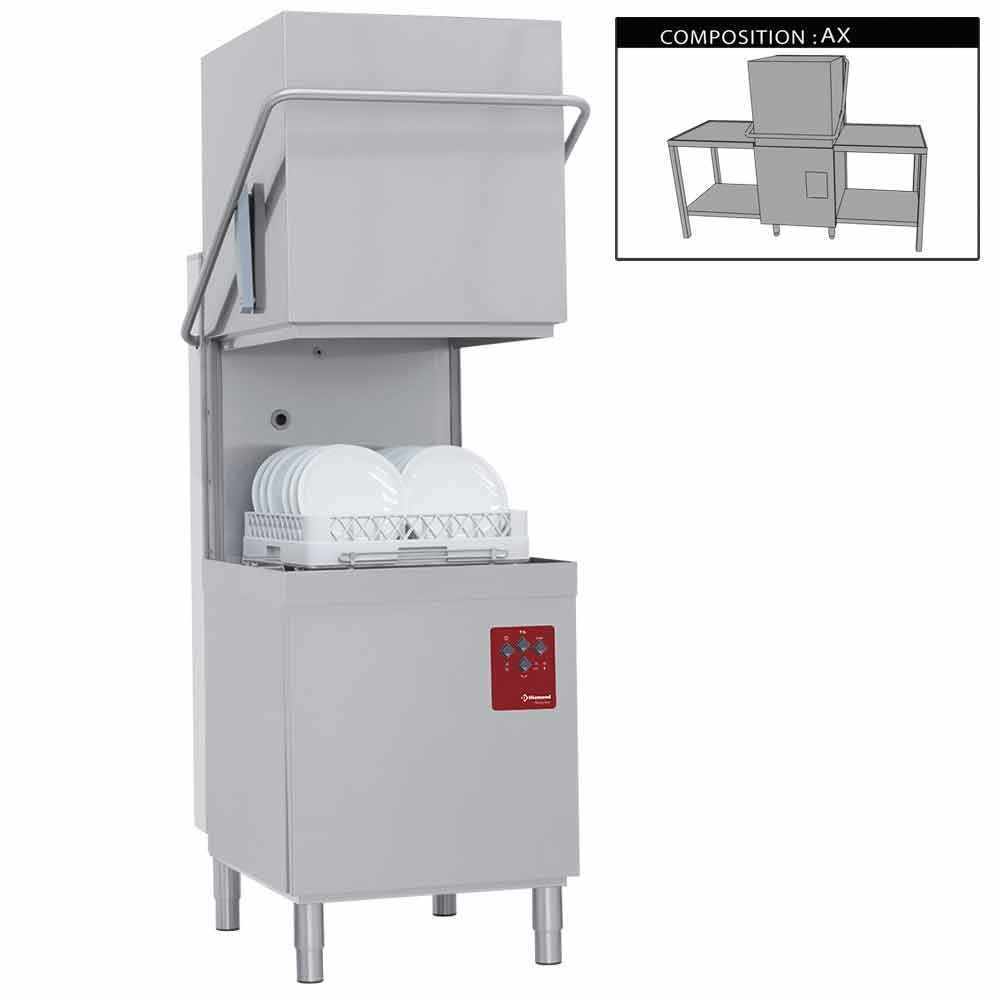 Diamond Doorschuifvaatwasser | In/uitlooptafel | 500x500mm Mand | 400V | 2120x800x1530/2010mm