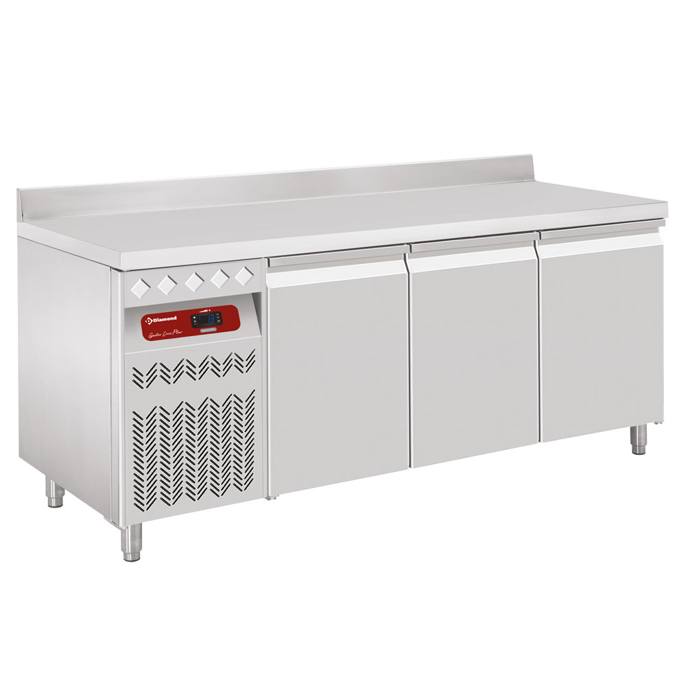 Diamond Koelwerkbank | 405L | 3 Deuren | -2°C/+8°C | Statisch/Geventileerd | Achterrand | 1795x700x866/960mm