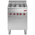 Diamond Fornuis + Heteluchtoven | PRO 600 | Elektrisch | 4 Kookpunten + 2/3 GN Oven | 11kW | 400V | 600x600x850/970mm