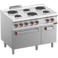 Diamond Fornuis + Oven | OPTIMA 700 | Elektrisch | 6 Kookpunten Ø150/220 + 2/1 GN Oven/Grill | Neutraal Vak | 17.6kW | 400V | 1100x700x850/920mm