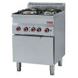 Diamond Gasfornuis + Heteluchtoven | PRO 600 | Gas/Elektrisch | 4 Branders + 2/3 GN Oven | 13.8kW Gas | 3kW | 230V | 600x600x850/970mm