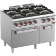 Diamond Fornuis + Oven | OPTIMA 700 | Gas | 6 Branders 6x 7kW + 2/1 GN Oven 6kW | Waakvlam/Piëzo | Neutraal Vak | 1100x700x850/920mm