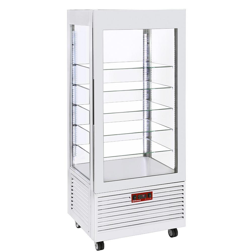 Diamond Vriesvitrine | 480L | Wit | -5°c/-20°c | Geventileerd | 6 Niveaus | Wielen | 800x630x1850mm