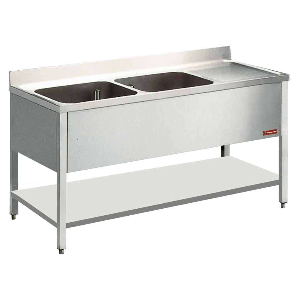 Spoeltafel Met 2 Kuipen  En 1 Druipvlak