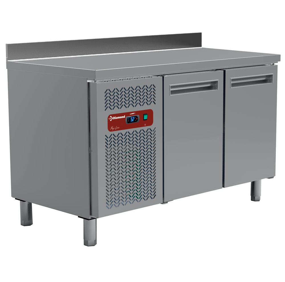 Diamond Koelwerkbank | 260L | 2 Deuren | 0°C/+8°C | Geventileerd | Achter Rand | 1350x700x880/900mm