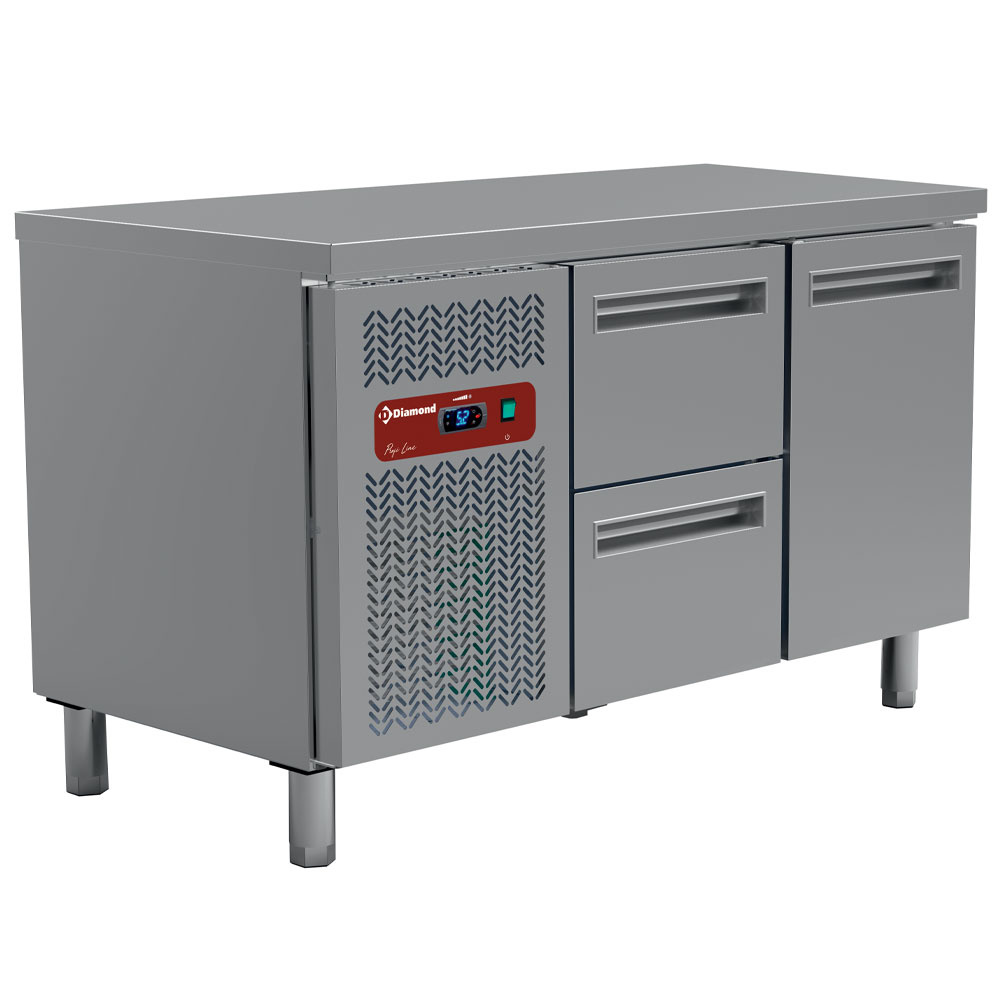 Diamond Koelwerkbank | 260L | 1 Deur + 2 Laden 1/1 GN | 0°C/+8°C | Geventileerd | 1350x700x880/900mm