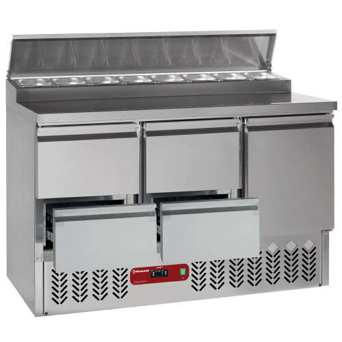 Saladette Koelwerkbank | 340l | 8x Gn 1/6 150mm | 3 Deurs Of 1 Deur + 4 Laden | Geventileerd | 1365x700x870/1250mm