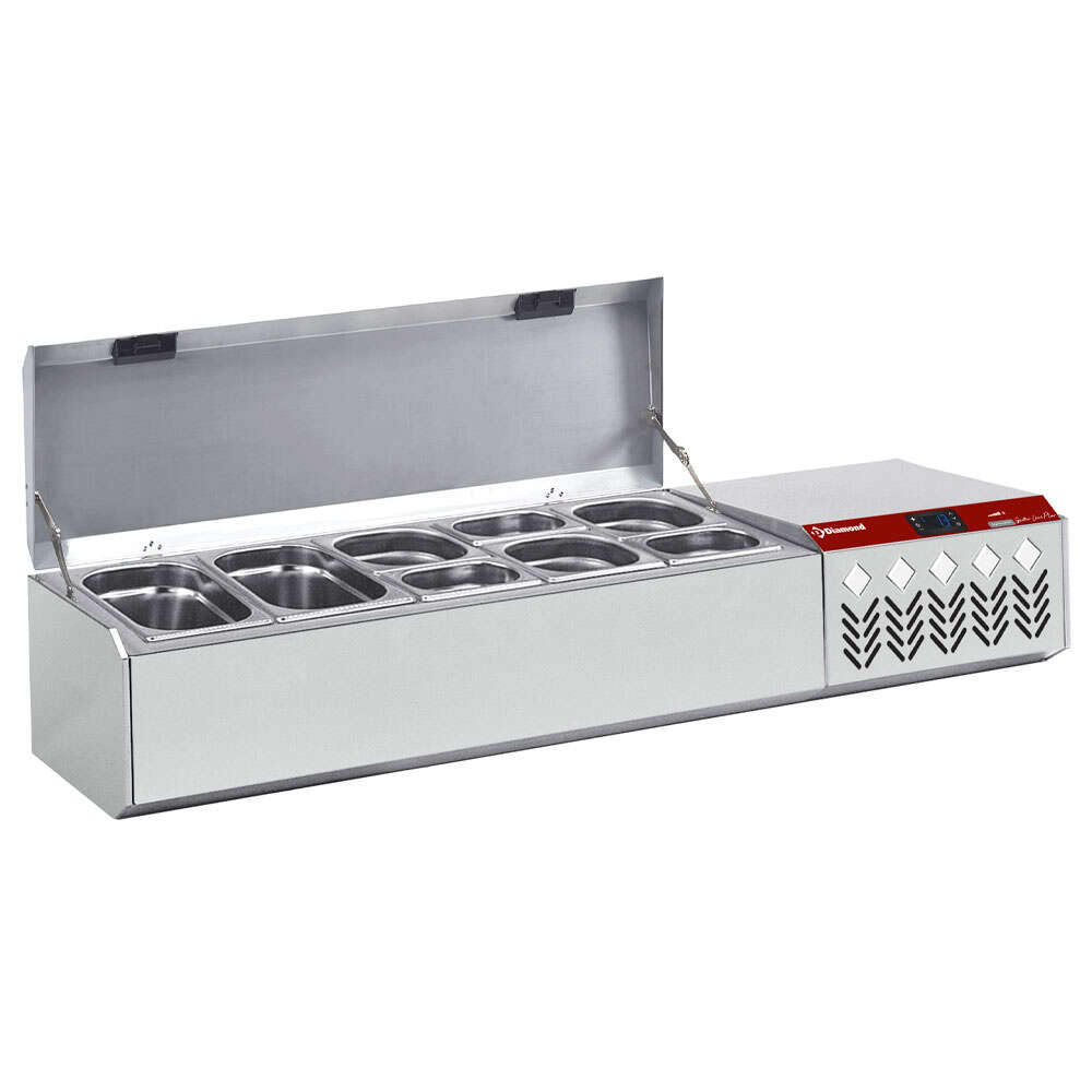 Diamond Opzetkoelvitrine Met Deksel | 5x 1/4 GN | 1330x324x387/401mm