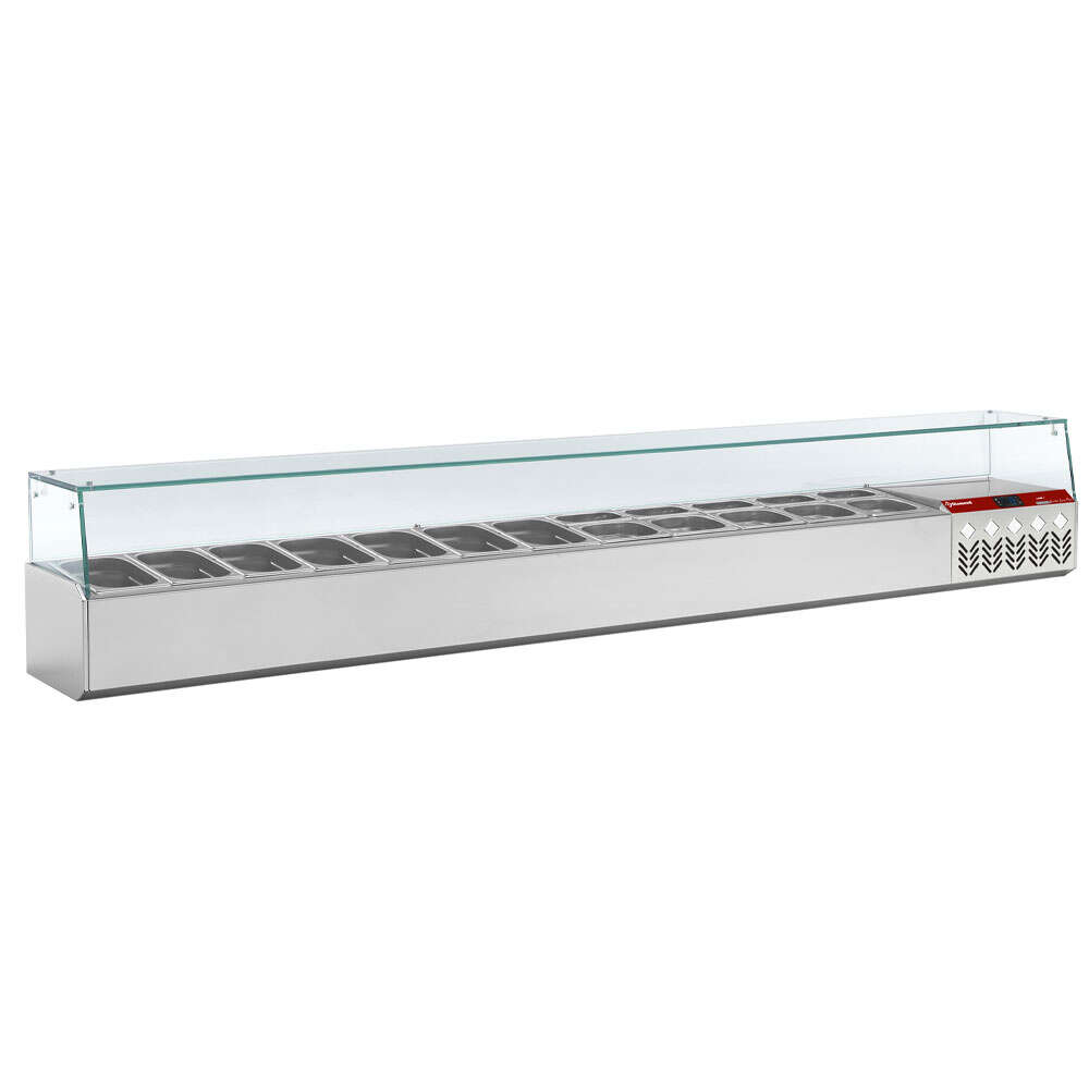 Diamond Opzetkoelvitrine | 12x 1/4 GN + 1x 1/9 GN | 0°C/+8°C | Statisch | 2560x324x401mm