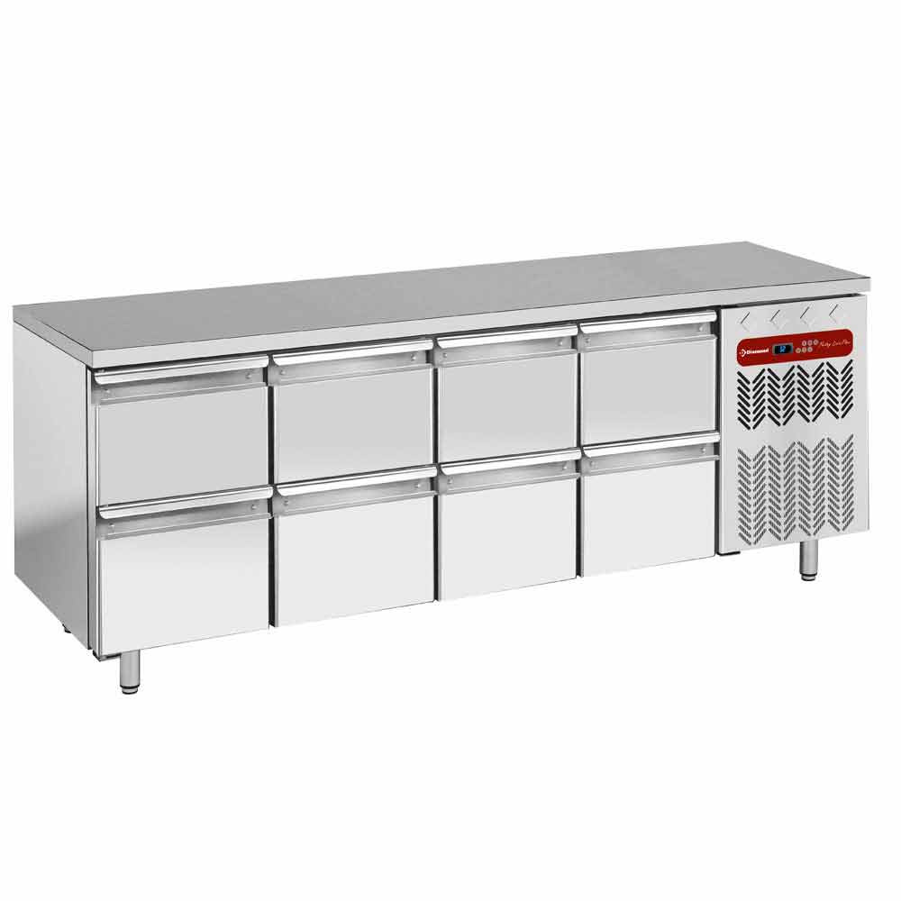 Diamond Koelwerkbank | Energiezuinig | 550L | 8 Laden 1/1 GN | -2°C/+8°C | Geforceerd | 0.36kW | 2250x700x880/900mm