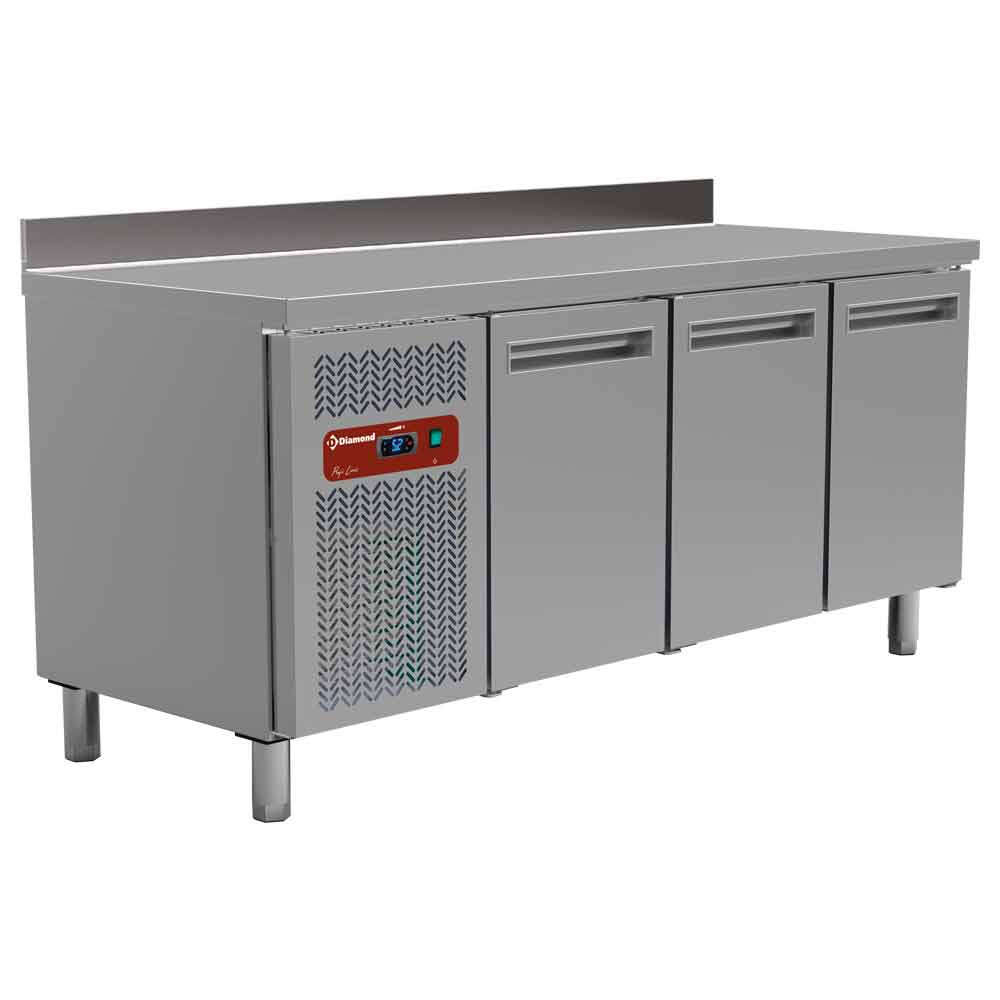 Diamond Koelwerkbank | 405L | 3 Deuren | 0°C/+8°C | Geventileerd | Achter Rand | 1800x700x880/1000mm