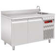 Diamond Koelwerkbank | 260L | 2 Deuren | -2°C/+8°C | Geventileerd | Spoelbak | Achter Rand | 1330x700x866/1045mm