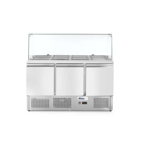 Saladette Met 3 Deuren En Glazen Vitrine 380l, Arktic, 230v/310w, 1390x702x(h)1330mm