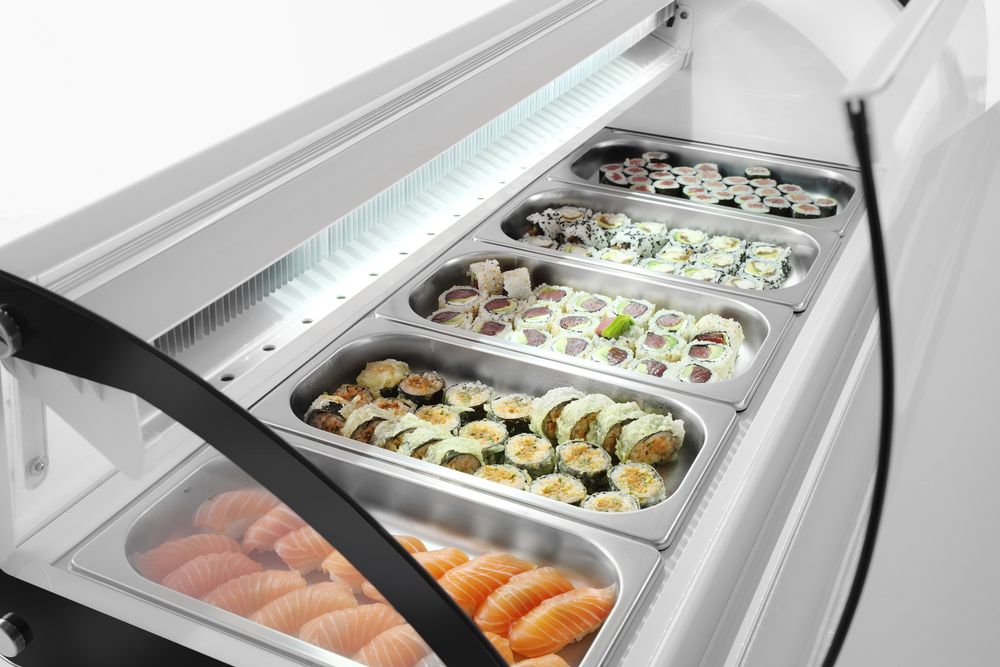Arktic Sushivitrine | Wit/Zwart | 5x 1/3 GN | 0°C/+6°C | Statisch | Compressor Rechts | 1307x450x330mm - Afbeelding 4