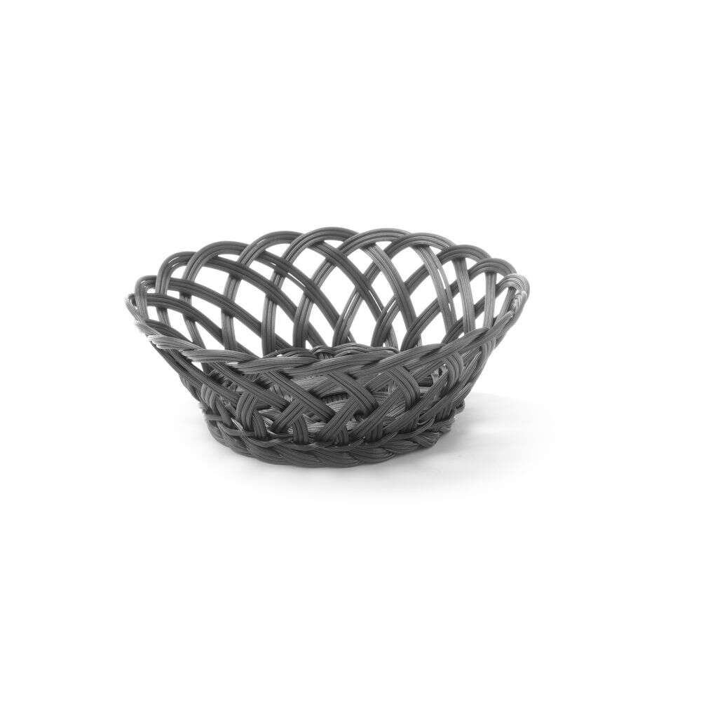 Geweven Manden, Hendi, Rond, Zwart, 200x200x(h)65mm