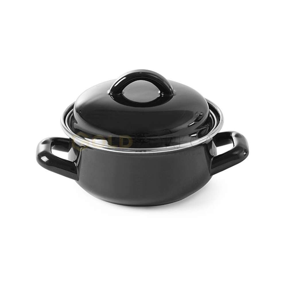 Soep- Sauspannetje - Met Deksel, Hendi, Zwart, 0,65L, ø135x(h)110mm