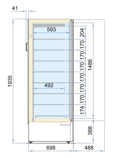 Combisteel Vrieskast | 353L | Wit | 0°C/-18°C | Statisch | Wielen | 520x740x1935mm - Afbeelding 2