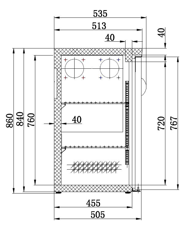 CombiSteel Barkoeling | 698L | Zwart | Geforceerd | Draaideuren | 2542x513x860mm - Afbeelding 2