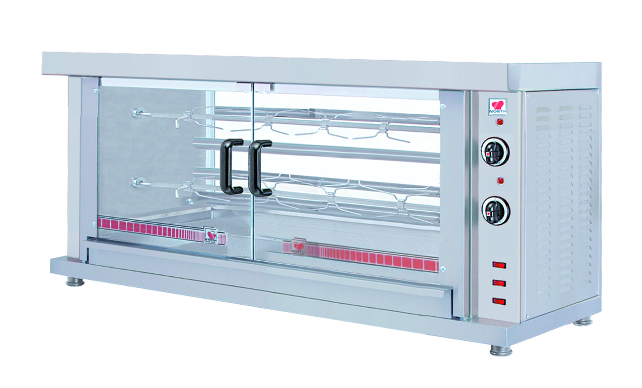 Combisteel Kippengrill | 2 Spitten | Voor ca. 10 Kippen | 400V | Elektrisch | 1320x460x660mm