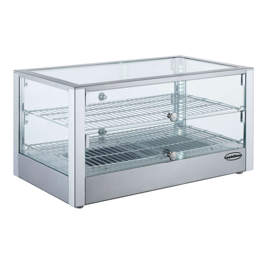 Combisteel Warmhoudvitrine 80L | 230v | Rechte Uitvoering | 2 Roosters | 700x400x376mm