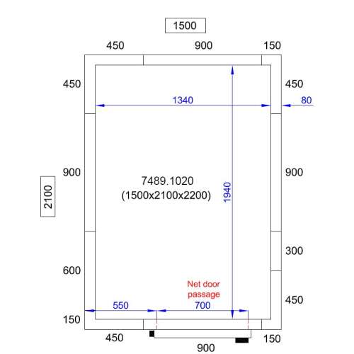 CombiSteel Koel-/Vriescel | PRO LINE | 5.3m³ | Isolatie 80mm | 1500x2100x2200mm