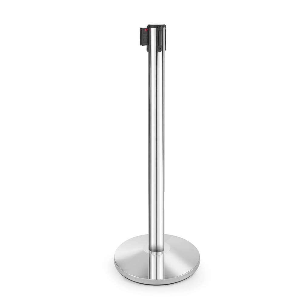 Afzetpaal Met Uittrekbare Band Hoogglans Afwerking, Hendi, Paal + Bodemplaat, ø360x(h)1010mm