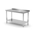 Muurwerktafel Met Opstaande Rand En Schap - 600 Mm Diep, Hendi, Kitchen Line, 1000x600x(h)850mm