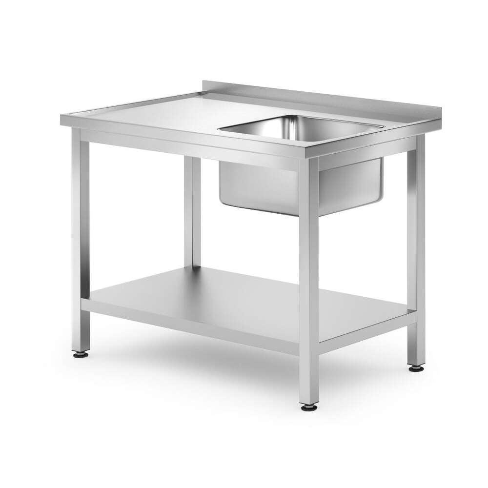 Enkele Spoeltafel Met Schap, Hendi, Kitchen Line, Rechts, 1000x700x(h)850mm