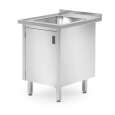 Spoeltafel Met Kast - Gelast | Diepte: 700 Mm | Hendi Profi Line | 600x700x(h)850mm