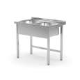 Spoeltafel - Gelast, 2 Spoelbakken, Diepte: 600 Mm., Hendi, Kitchen Line, 1000x600x(h)850mm