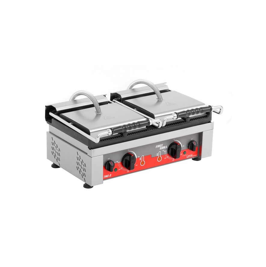UNNI-COOKING Contact-/Paninigrill | FAST GRILL | Dubbel | Gietijzer Oppervlak | 50°C/300°C | 3kW | 230V | 560x440x300mm - Afbeelding 4