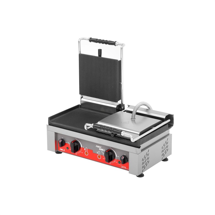 UNNI-COOKING Contact-/Paninigrill | FAST GRILL | Dubbel | Gietijzer Oppervlak | 50°C/300°C | 3kW | 230V | 560x440x300mm - Afbeelding 5