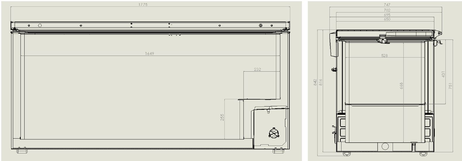Vrieskist 572L Met RVS Deksel | -18/-24°c | 1775x743x840mm - Afbeelding 2
