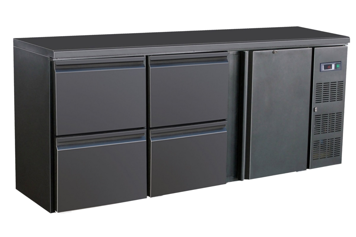CombiSteel Barkoelkast | 537L | Zwart | 0°C/+10°C | Geforceerd | 1 Draaideur + 4 Laden | 2002x513x860mm