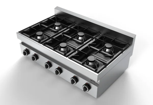 Unni-cooking | Fornuis | Tafelmodel | Gas | 6 Branders | 6x 6.5kw | 1100x650x300/540