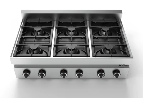 Unni-cooking | Fornuis | Tafelmodel | Gas | 6 Branders | 6x 6.5kw | 1100x650x300/540 - Afbeelding 2