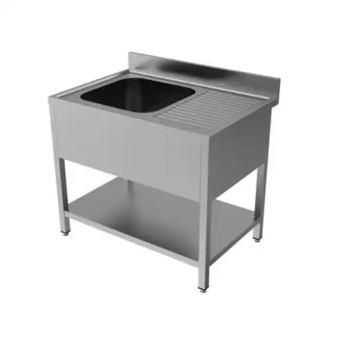Unninox | 120x70x(h)85 | RVS Spoeltafel Met Spoelbak Links + Bodemschap, Demontabel