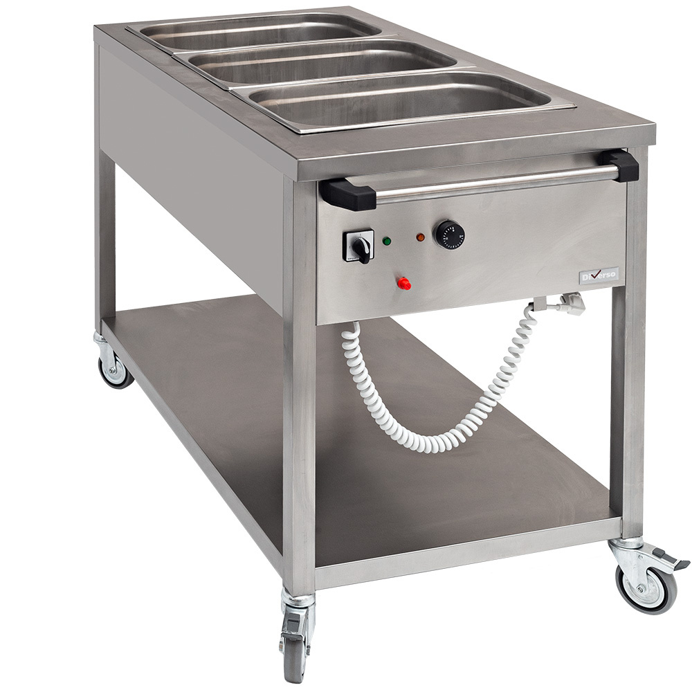 Diverso By Diamond Bain Marie Wagen | 3x 1/1 GN | 0°c/90°c | 230v | Aftapkraan | 1240x660x870mm