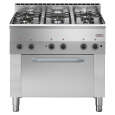 Diverso by Diamond Fornuis + Heteluchtoven | Gas/Elektrisch | 5 Branders + 1/1 GN Oven | 3kW | 230V | Elektrische Ontsteking | 900x600x850mm