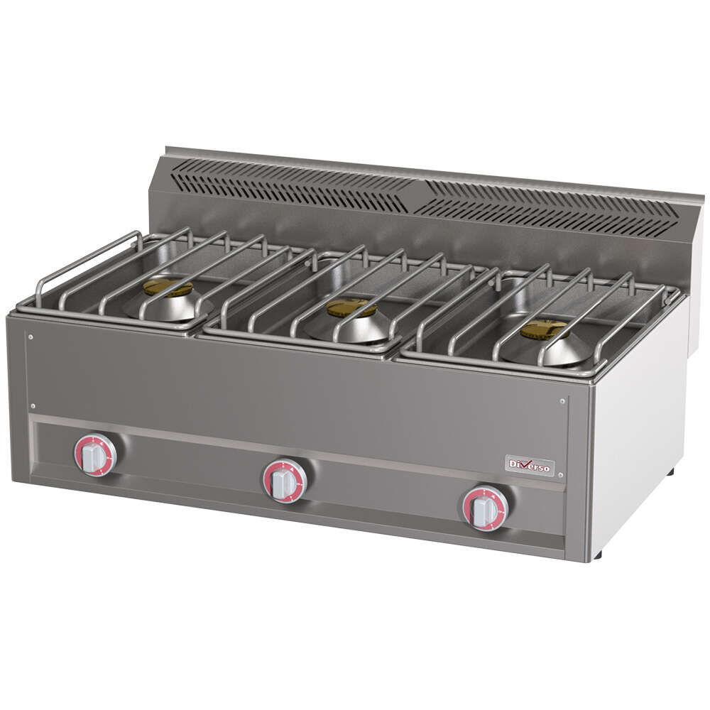 Diverso By Diamond Horeca Fornuis | Gas | 3 Branders | Waakvlam | 990x600x290/435mm