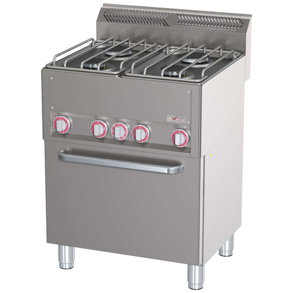 Diverso By Diamond Horeca Fornuis Met Heteluchtoven | Gas | 4 Branders + 1/1 GN Oven | 230v | 660x600x890/1035mm