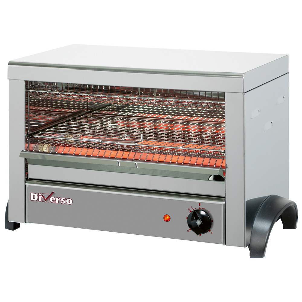 Diverso by Diamond Salamander Toaster | 1 Niveau | Elektrisch | Quartz Infrarood | 1.8kW | 230V | Incl. 3 Tostiklemmen | 525x305x325mm