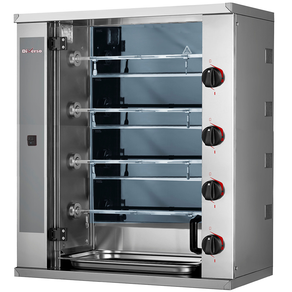 Diverso by Diamond Kippengrill | SMALL | Elektrisch | 4 Spitten | 12 Kippen | 8.8kW | 400V | 800x400x915mm