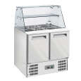 Diverso By Diamond Horeca Saladette | 2 Deuren 1/1 GN | Boven 2x 1/1 GN + 3x 1/6 GN | Statisch | Ventilator | Glasopzet | Snijblad | 900x700x850mm